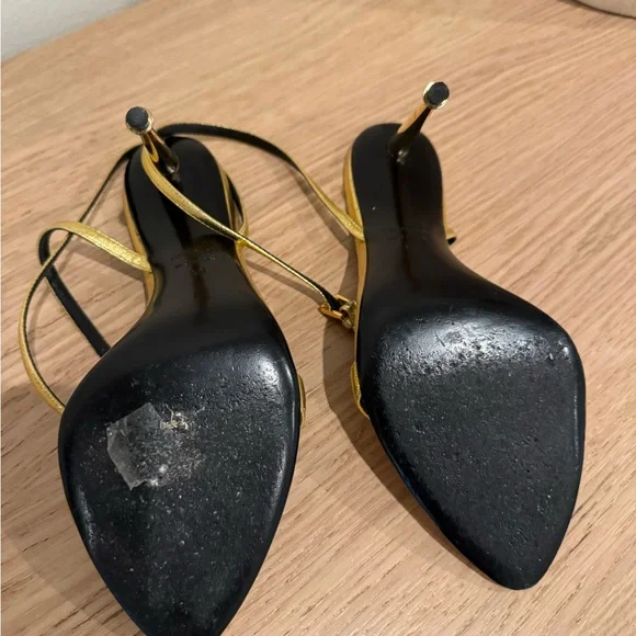 Tom Ford Metallic Gold Strappy Stiletto Sandals - Picture 5 of 16